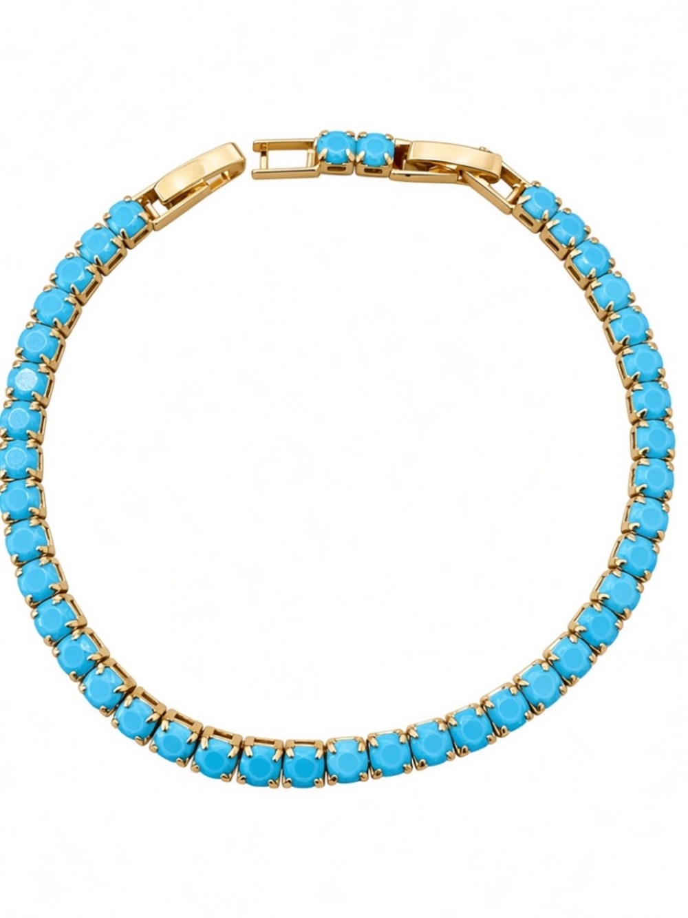 Turquoise Blue & Gold-Tone Tennis Bracelet